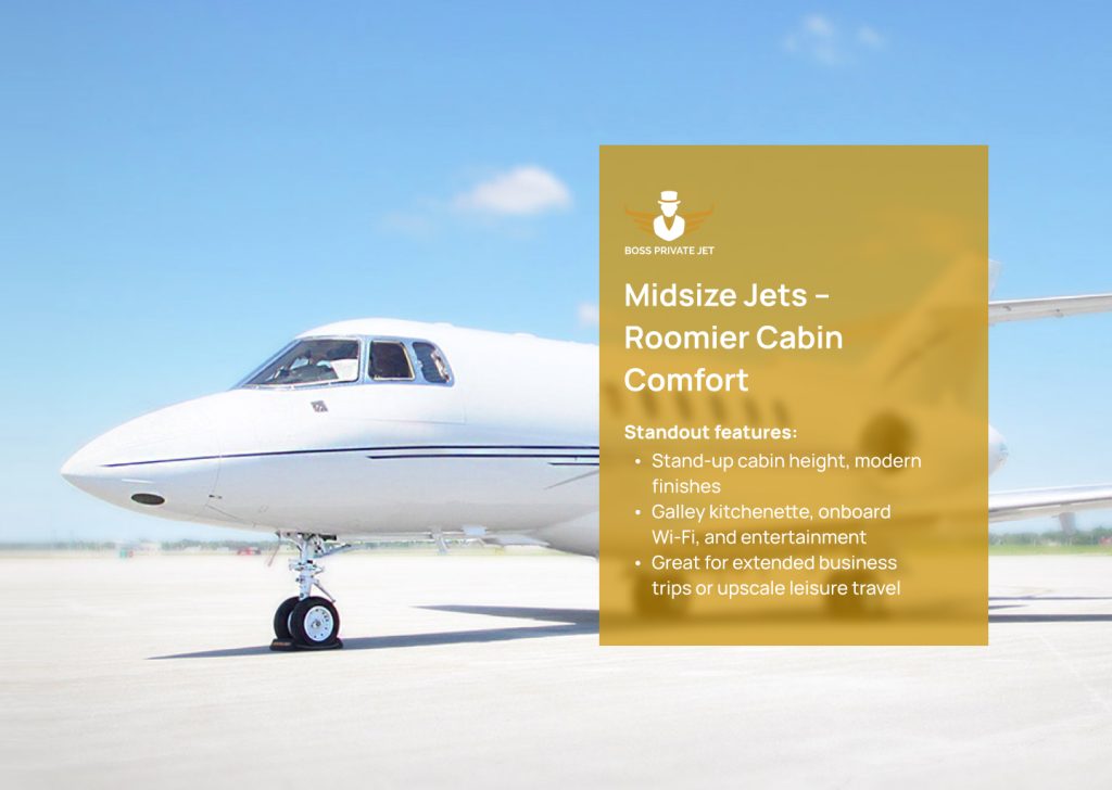 Máy bay phản lực cỡ trung – Cabin rộng rãi thoải mái hơn - Máy bay phản lực riêng Boss